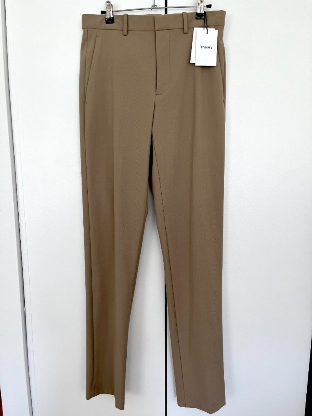 Theory Men's Mayer Slim Fit Straight Pants Neoteric Twill Brown Stretch Size 28